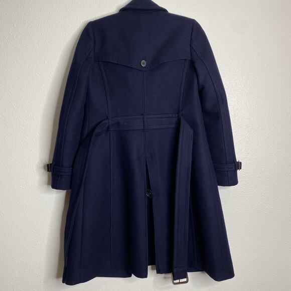 J. Crew Icon Trench Coat Wool Cashmere Navy Winter Classic Nello Gori Size 00 - Picture 6 of 6